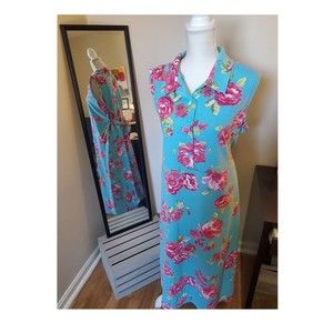 Vintage 90s Bright Floral Print Maxi Dress 1X